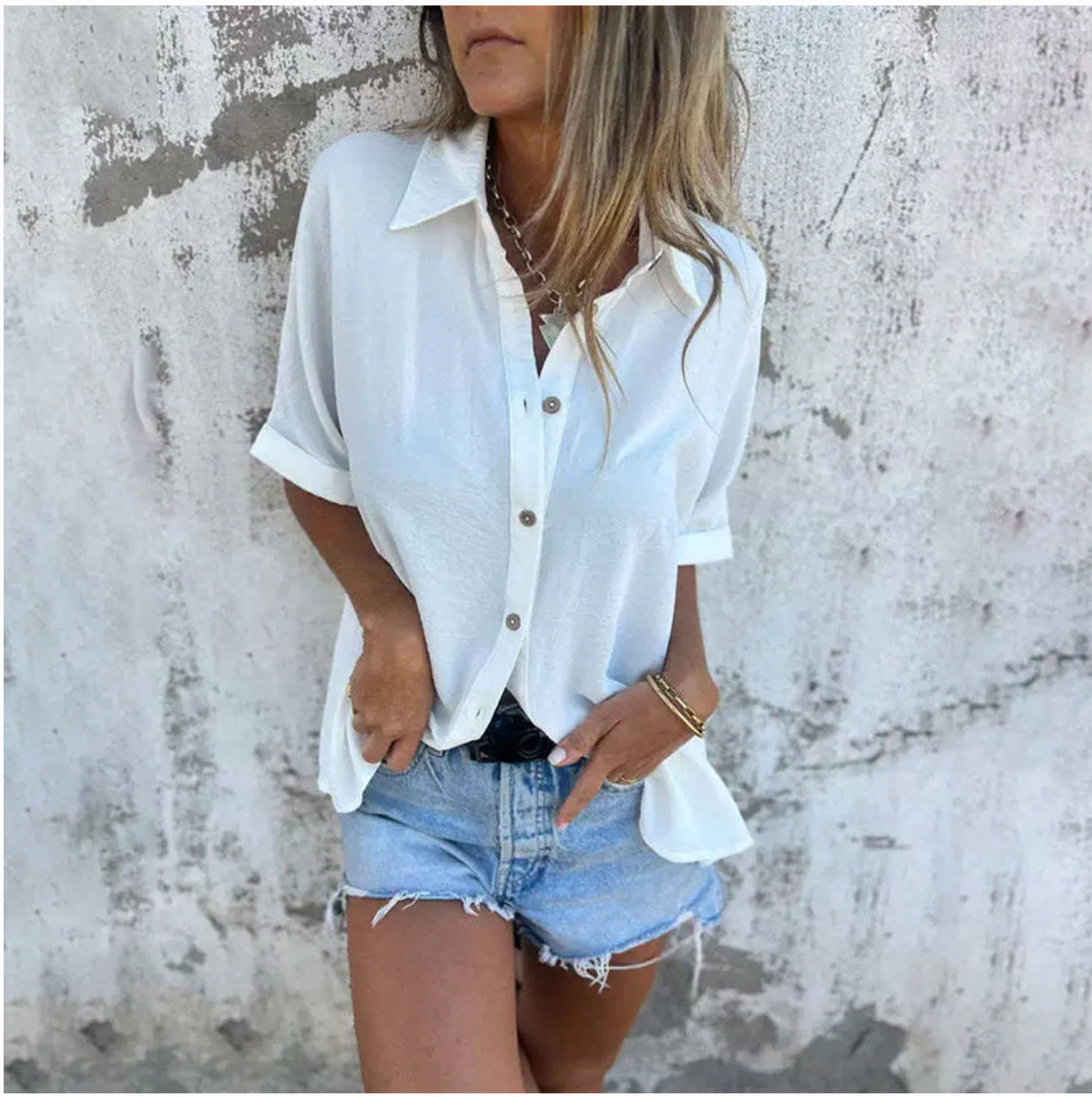 🌸Spring Specials💐 Women's Casual Solid Color Loose Fit Shirt