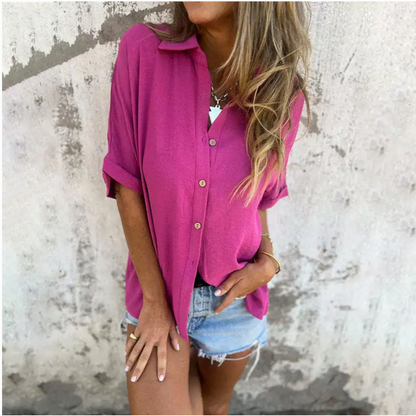 🌸Spring Specials💐 Women's Casual Solid Color Loose Fit Shirt