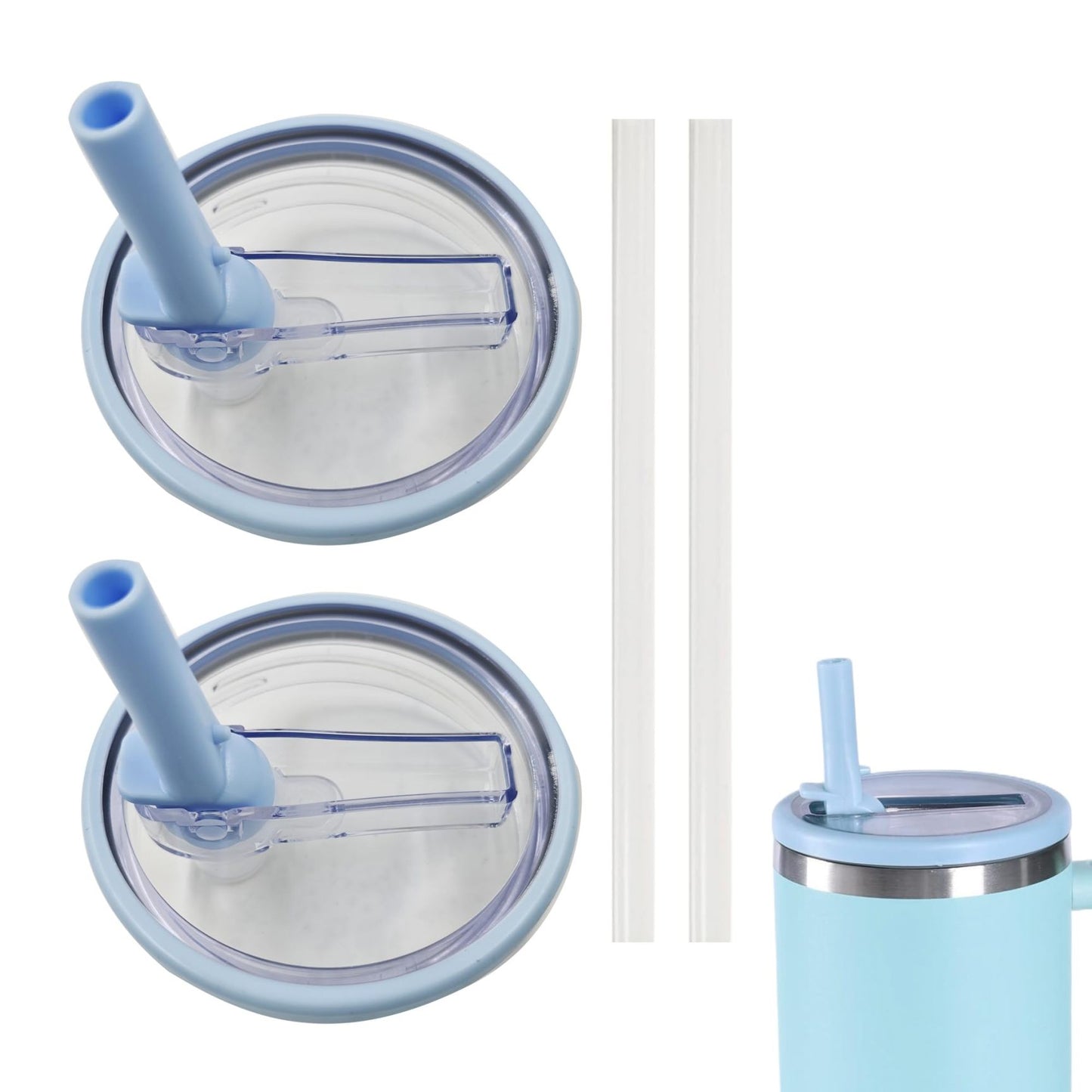 40 oz Tumbler Flip Straw Lid Replacement , Spill Proof Splash Resistant Tumbler Lids