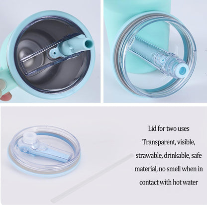 40 oz Tumbler Flip Straw Lid Replacement , Spill Proof Splash Resistant Tumbler Lids