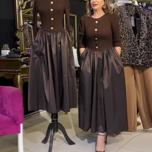 Women's Elegant Color Block Long Dress