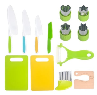 Montessori kitchen tools cookware baking toys for toddler kids, toddler safety knife set.