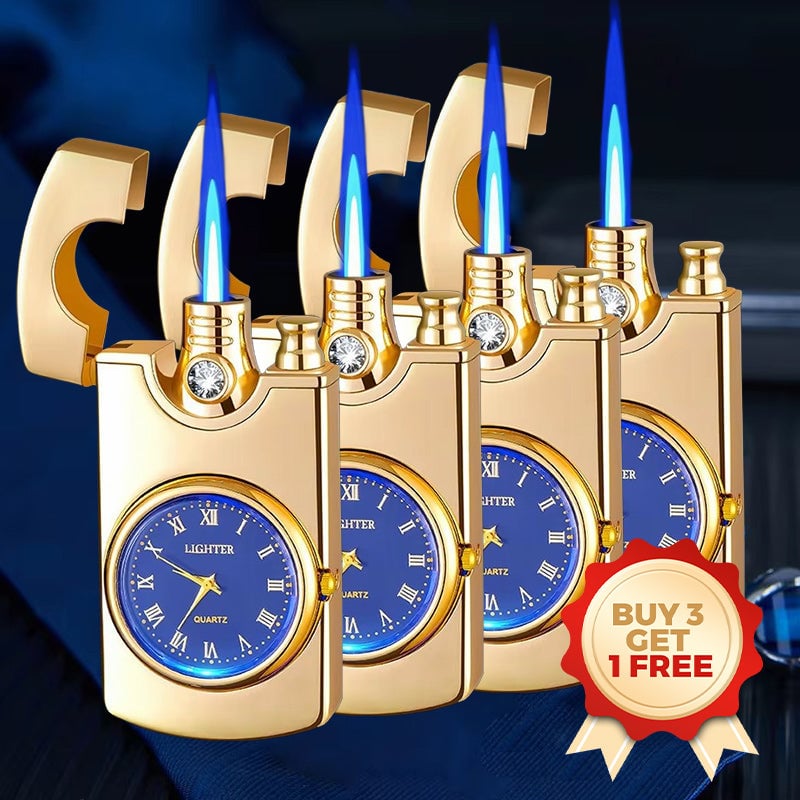 Windproof Torch Lighter with Clock