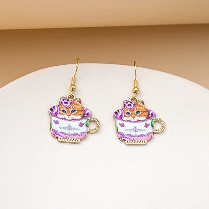🐱Funny Cute Teacup Cat Dangle Earrings