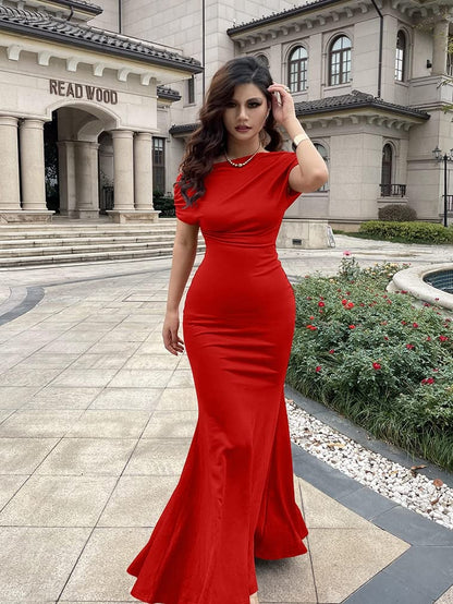 2025 WOMEN'S ELEGANT SLEEVELESS OFF SHOULDER BODYCON LONG FORMAL PARTY EVENING DRESS