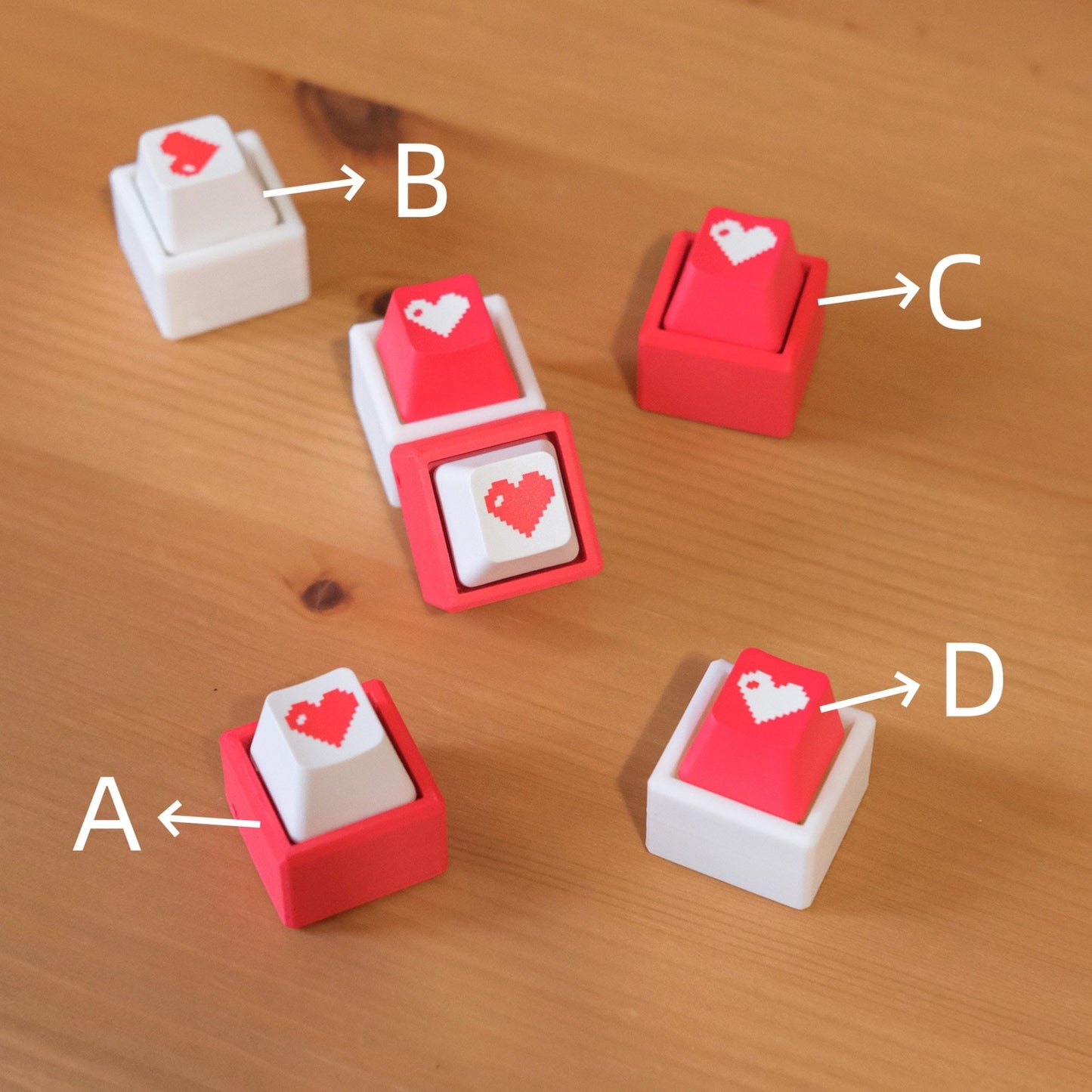 💗Pixel Hearts Keycaps Fidget Key Chain