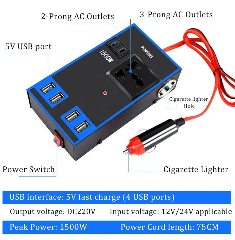 🚗🚗 220V Car Power Inverter , 12v24v To 220v Power Converter
