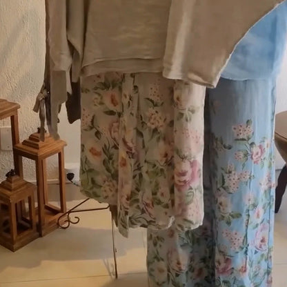 💥Women's Loose Fit Blouse & Floral Printed Wide-Leg Pants Set