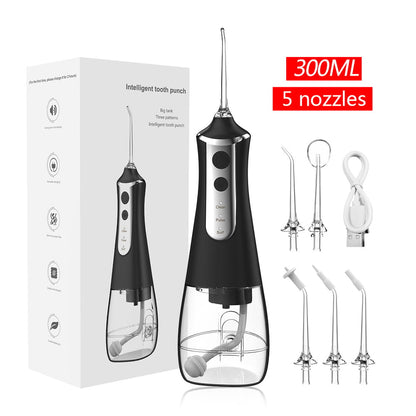 Teeth Cleaning with 3 Modes 4 Jet Tips IPX6 Waterproof Teethfloss for Home Travel，300ML Water Tank Water Flosser