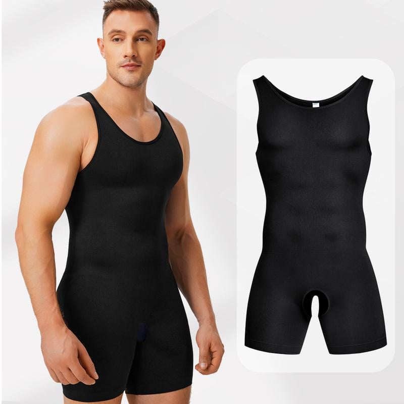 Men's Solid Scoop Neck Shapewear🏋️‍♂️
