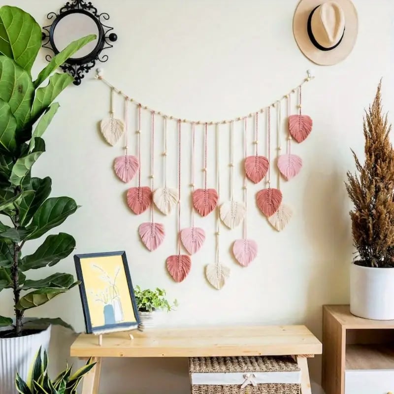 🌿Large Boho Handwoven Macrame Leaf Wall Hanging Decor✨