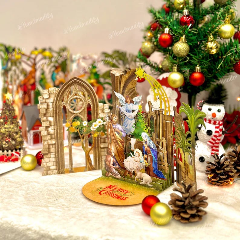 🎄🎅Early Christmas Promotion - 49% OFF🎄Handcrafted 3D Nativity Scene Christmas Scene Greeting Card