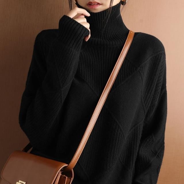 Loose Turtleneck Sweater Cardigan