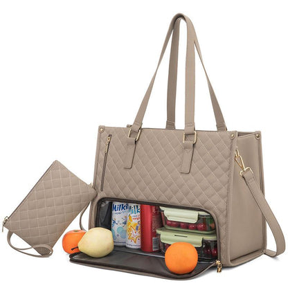 Womens Lunch Tote Bag with Purse Portable Laptop Bag for Work Office Picnic