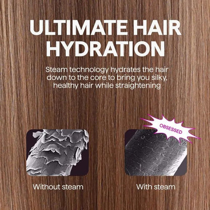 Pro Steam Straightener Brush-Ultimate Hair Hydration and 3X Faster Straightening