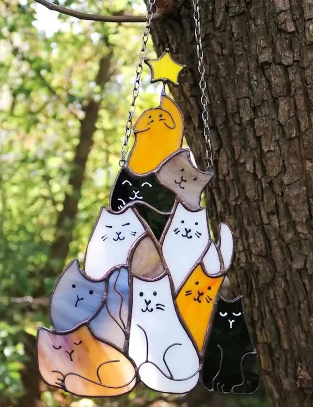 🎄Early Sale-50% OFF😻Cat Christmas Tree Suncatcher Ornament