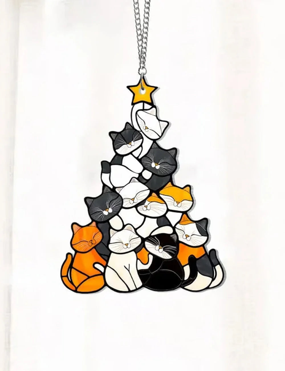 🎄Early Sale-50% OFF😻Cat Christmas Tree Suncatcher Ornament
