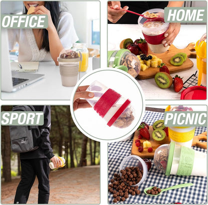 On-The-Go Yogurt & Cereal Cups with Lids and Spoon