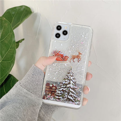 🎄Christmas theme flash powder iPhone mobile phonecase for iPhone 14/13/12/11/X/XS/7/8/SE