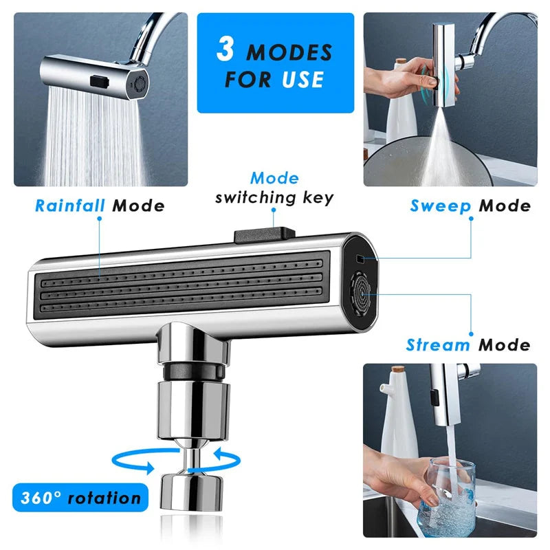 🔥3 in 1 360° Waterfall Kitchen Faucet