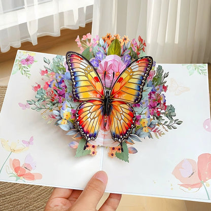 🦋 Vibrant 3D Butterfly & Daisy Pop-Up Greeting Card