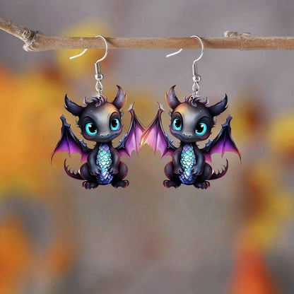 🌈Multicolor Dragon Baby Charm Earrings Set🦖