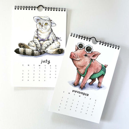 👙2025 Swimsuit Animals Watercolor Wall Calendar