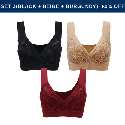 ROSY LIFT BRA –Plus Size Comfort Extra Elastic Wireless Support Lace Bra (Size runs the same as regular bras)
