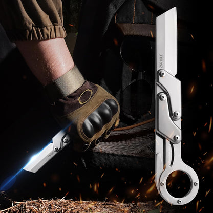 Zsrisle 7 Inch All Steel Folding Knife, Outdoor Hunting Tactical Knife