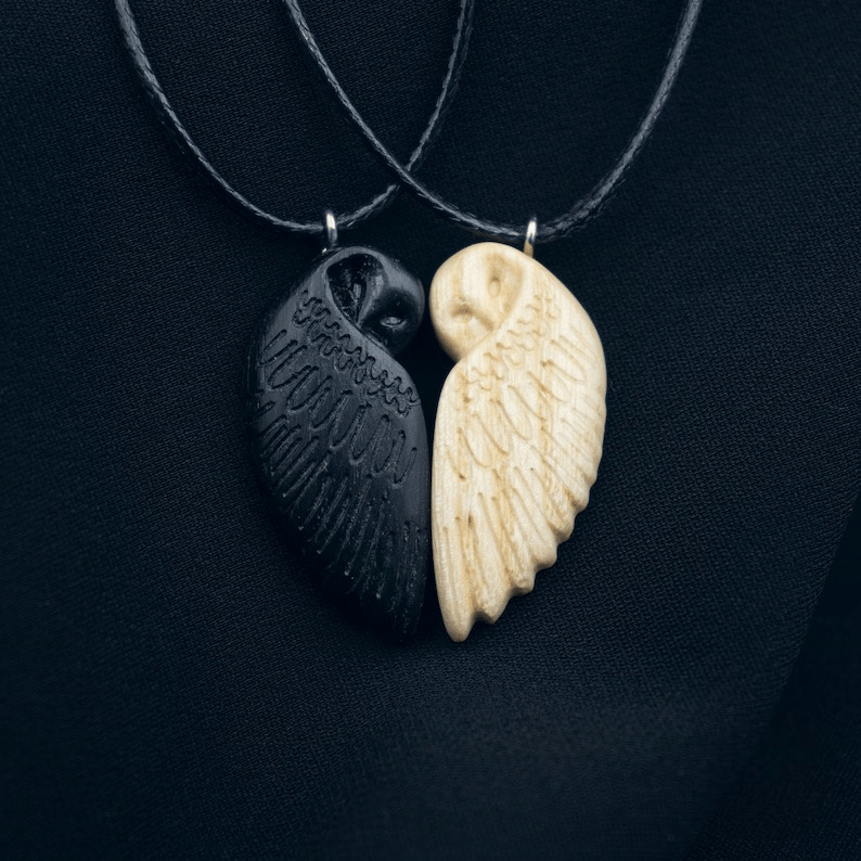 🦉Wooden Owl Pendants-Couple Necklace Gift
