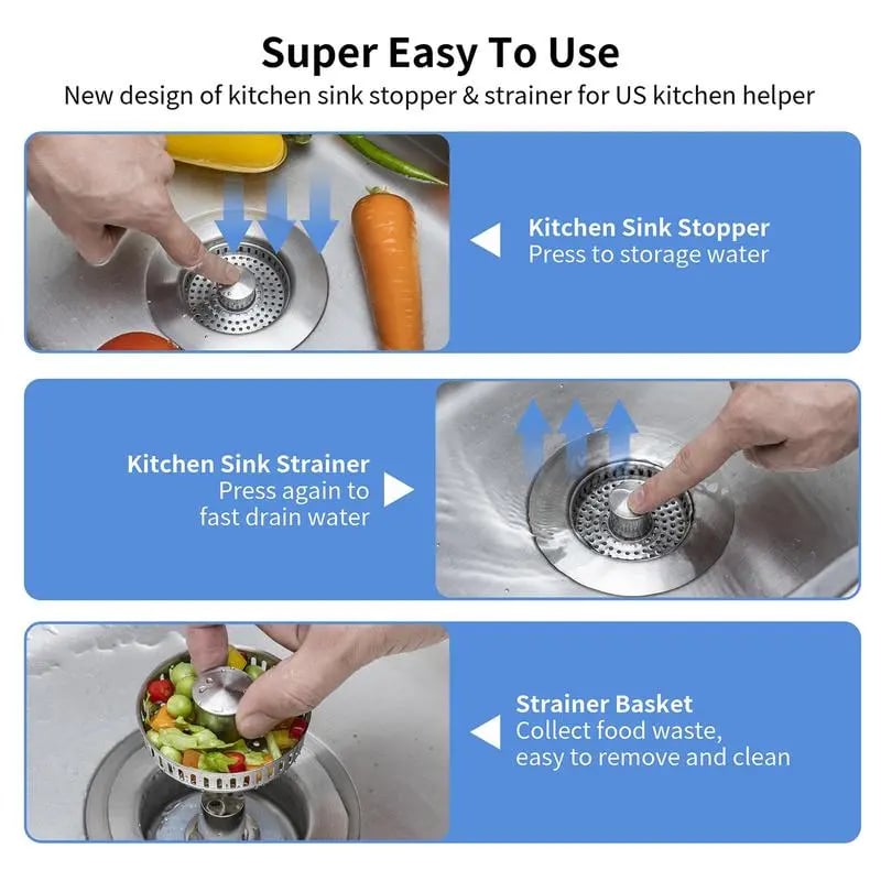 🔥 Last Day 49% OFF 🔥3 in 1 Kitchen Sink Drain Strainer Kitchen Gadgets