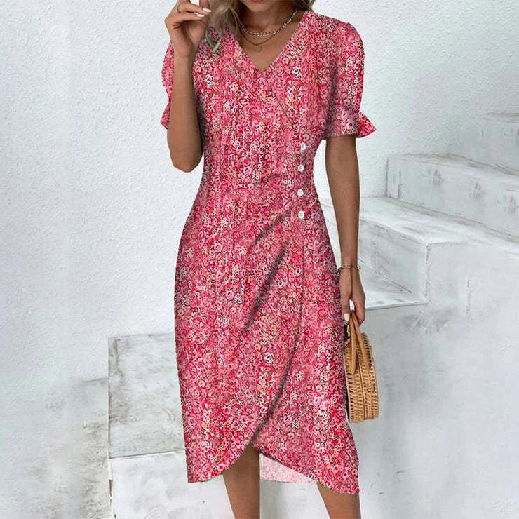 🌷49% OFF🍃Women's floral v-neck printed dress