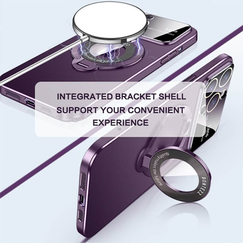 📱MagSafe iPhone Case with Integrated Stand and Large Window Design