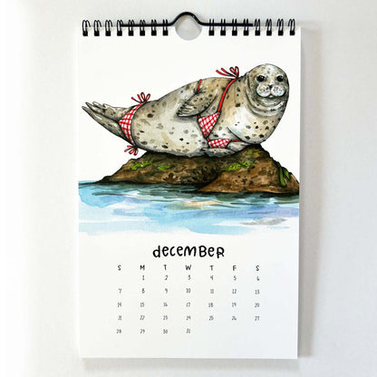 👙2025 Swimsuit Animals Watercolor Wall Calendar