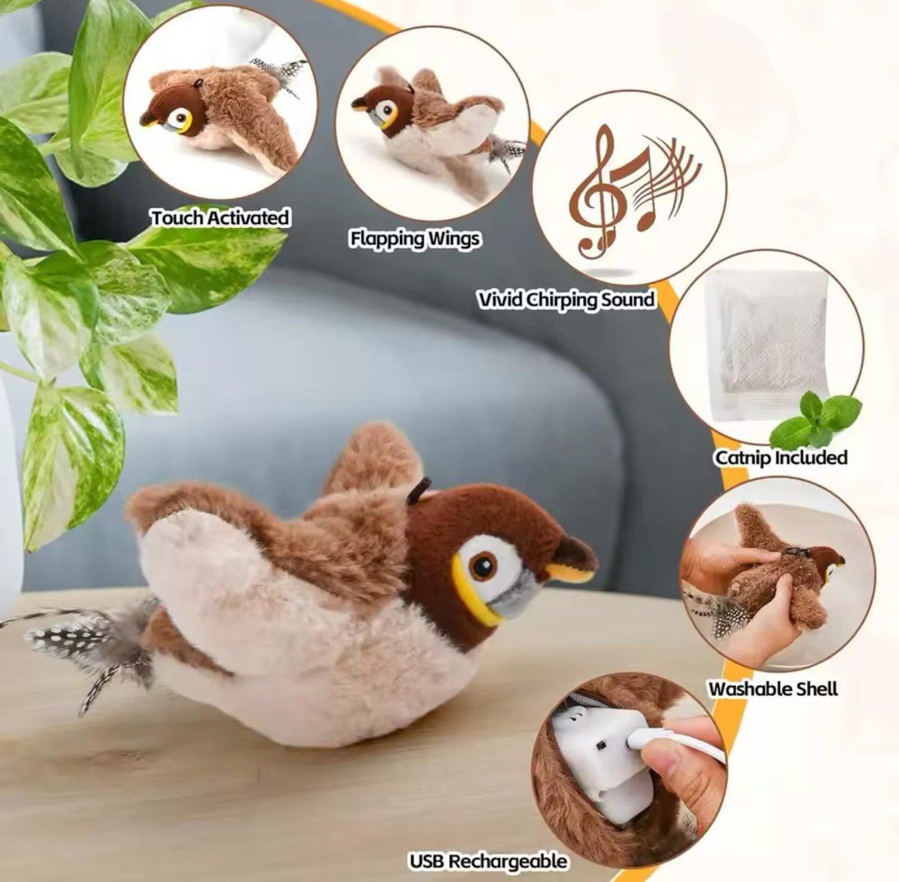 USB Charging Simulation Sparrow🐈🐕Your pet best friend