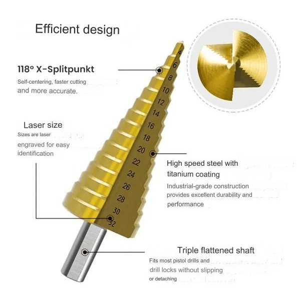 Step drill groove saw drill set (6 pieces)