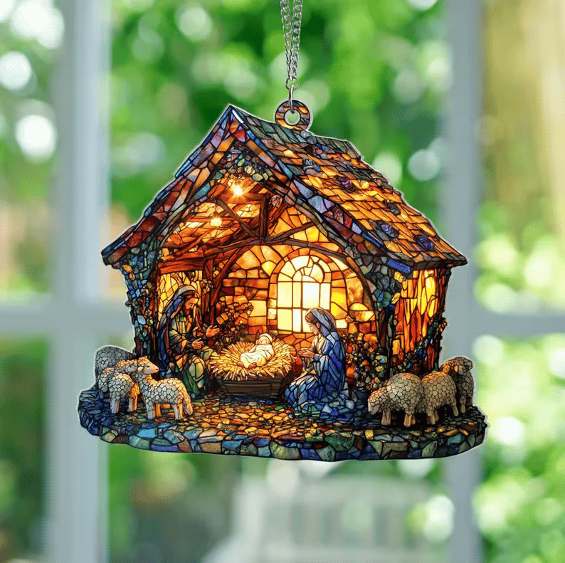 🎄2025 Christmas Home Decor-Nativity Jesus Christ Decoration Suncatcher