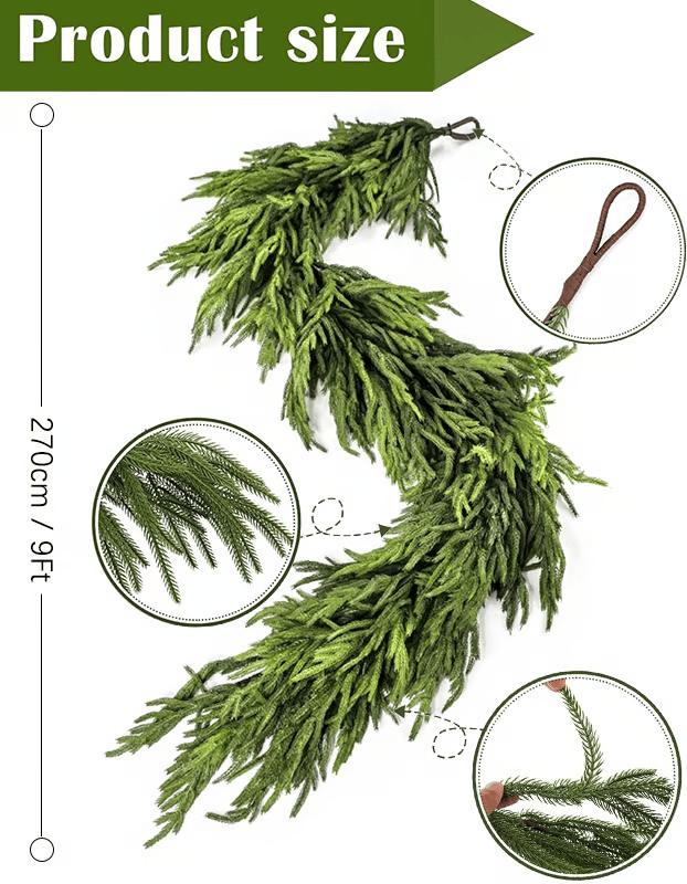 🔥Last 4 hours 57% OFF -🌲Natural Christmas Greenery - Real Touch Norfolk Pine Garland
