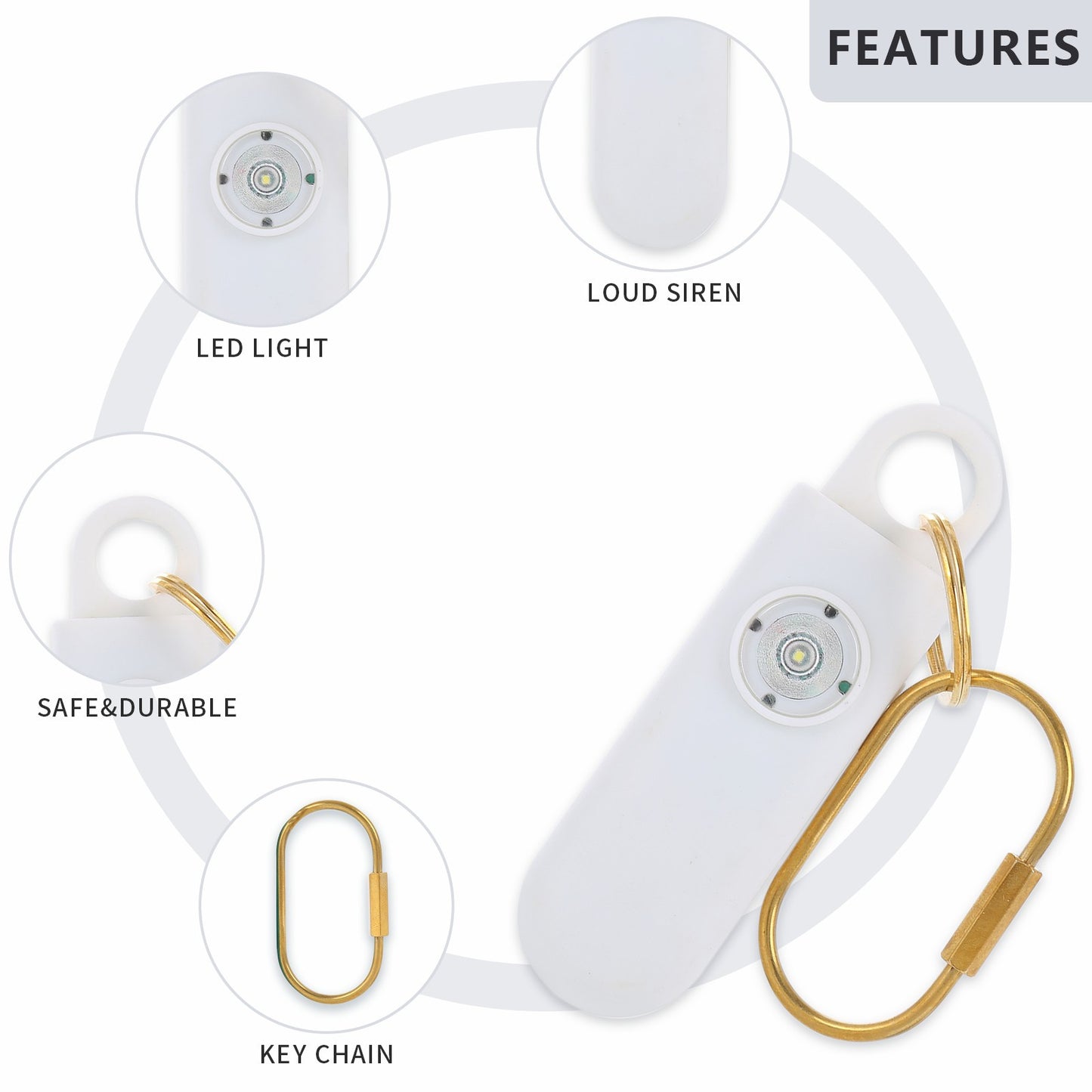 Siren Keychain Alarm with SOS LED Light