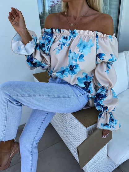 💝Colorful printed one-shoulder top🌷