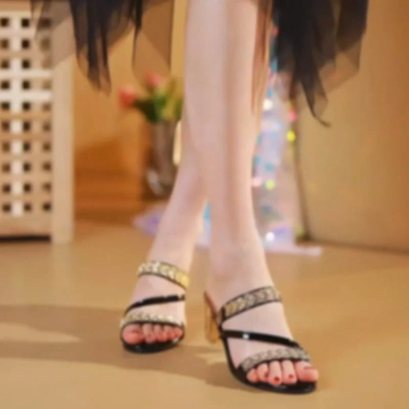 🔥New Arrival 2025🔥Women's Rhinestone-Embellished Block Heel Sandals
