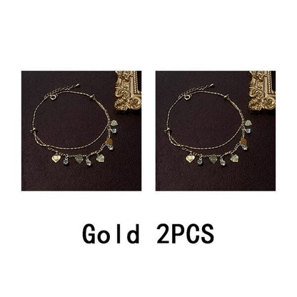 💖Summer Hot Sale🌹Double Layer Heart Anklet