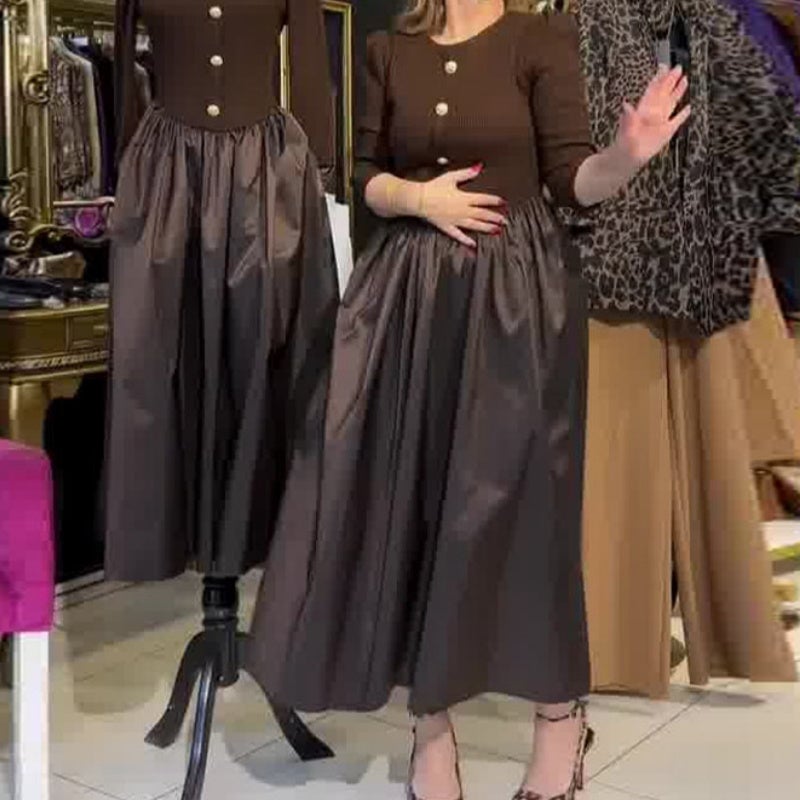 Women's Elegant Color Block Long Dress