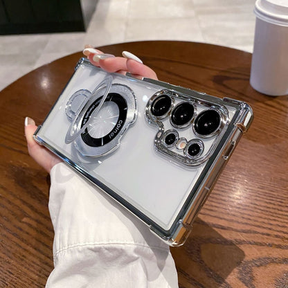 🔥New In Samsung S25 Series Case - Samsung Electroplated Glitter Four Corners Airbag Protection Magnetic Case with Invisible Stand