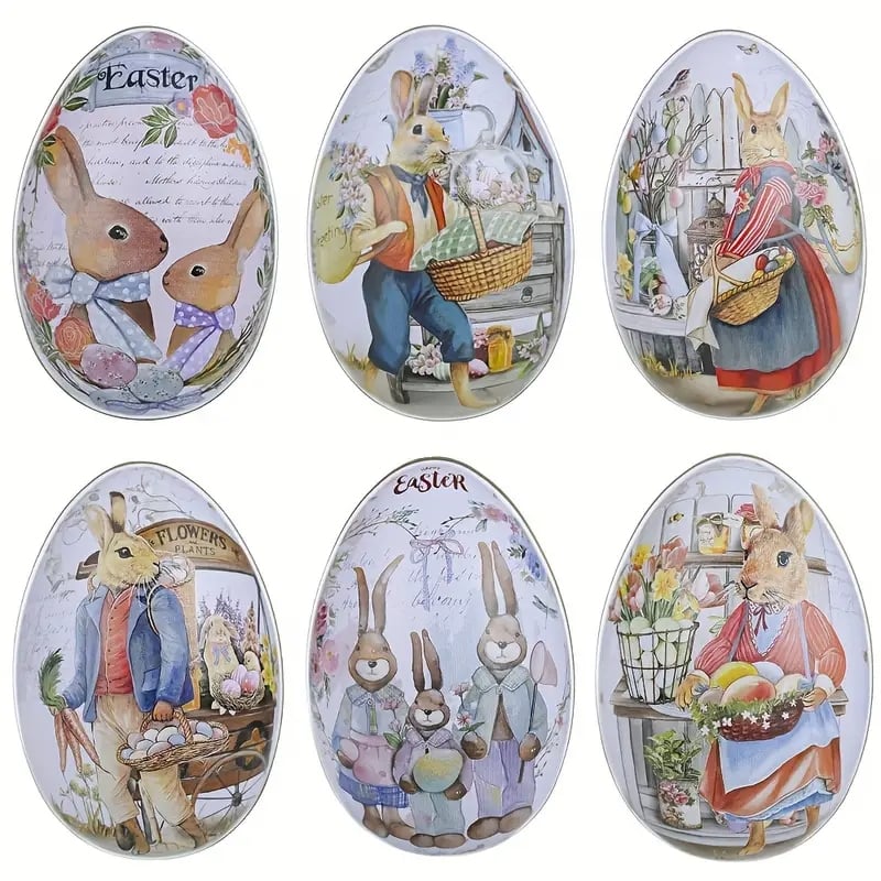 Vintage Easter Egg Tin Boxes – Set of 6
