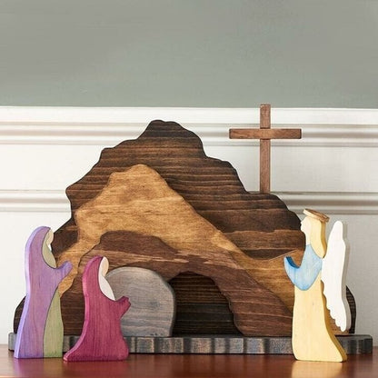 💕Handmade Jesus Tomb-Easter Scene Wooden Decoration