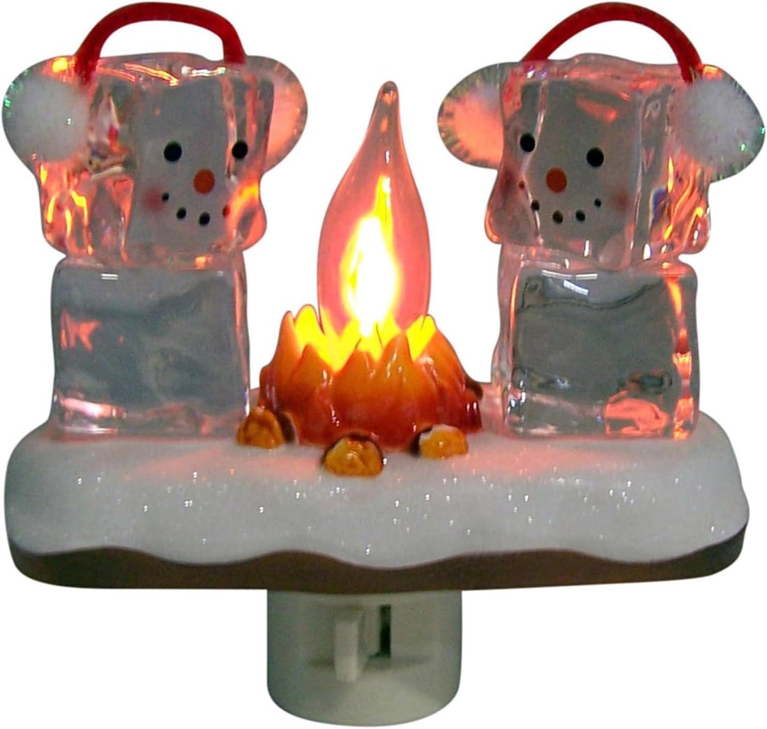 🎁Two Snowmen Campfire Flickering Nightlight.