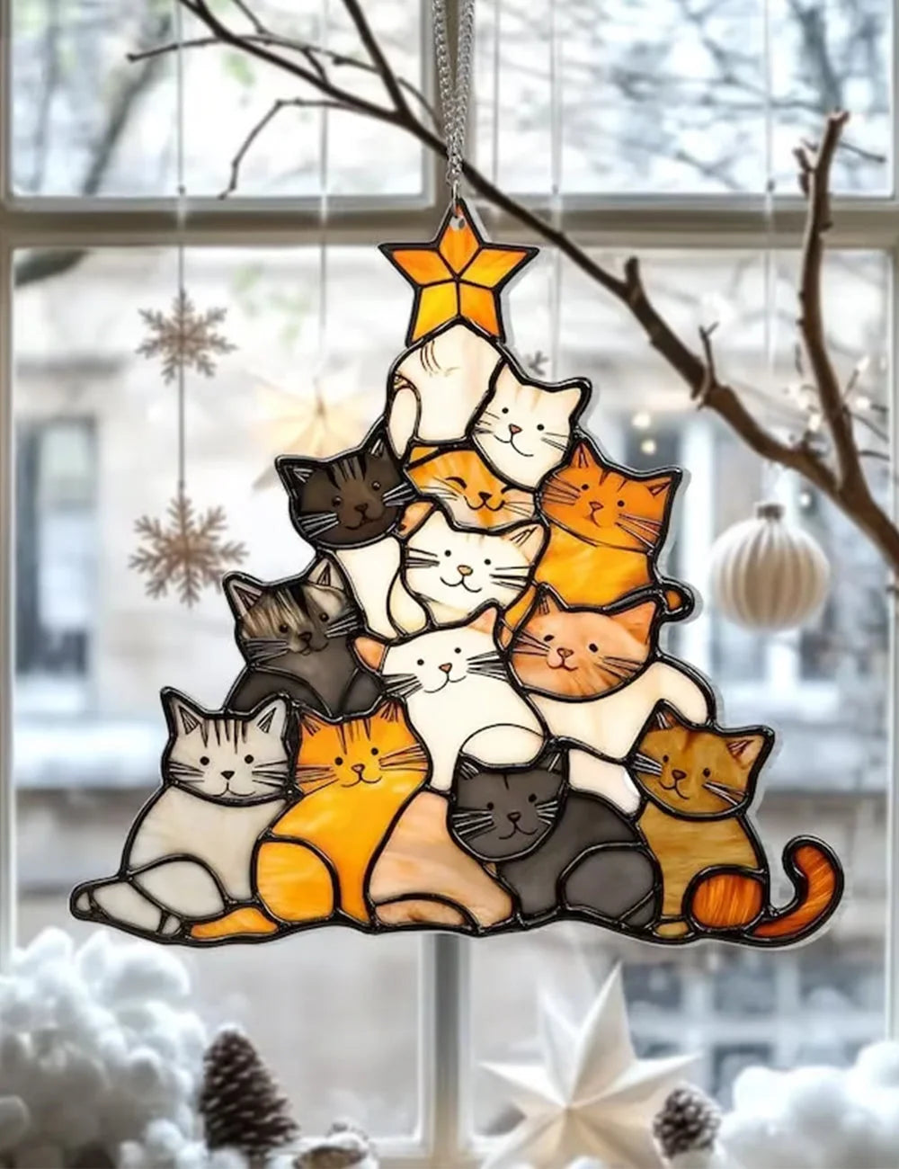 🎄Early Sale-50% OFF😻Cat Christmas Tree Suncatcher Ornament