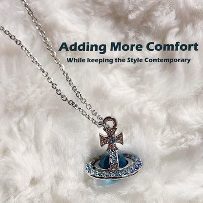 Saturn 3D Crystal Necklace – Stunning & Adjustable Pendant