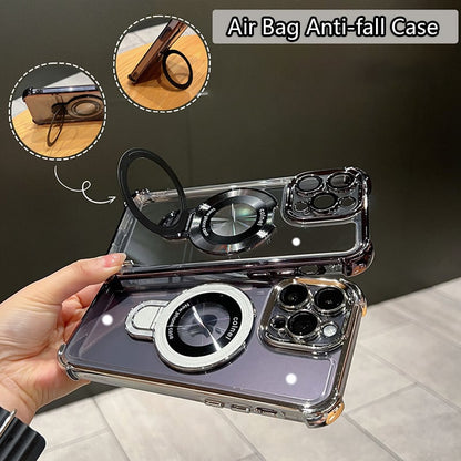 🔥New In Phone Case for iPhone 16 Series - Four Corners Air Cushion Anti-fall Case for iPhone with Invisible Ring Stand